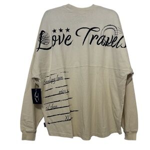 Love Travels Spirit Jersey Cream Long Sleeve Graphic Air Mail Postcard XXL